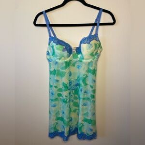 Badgley Mischka Blue and Green Chemise Intimates